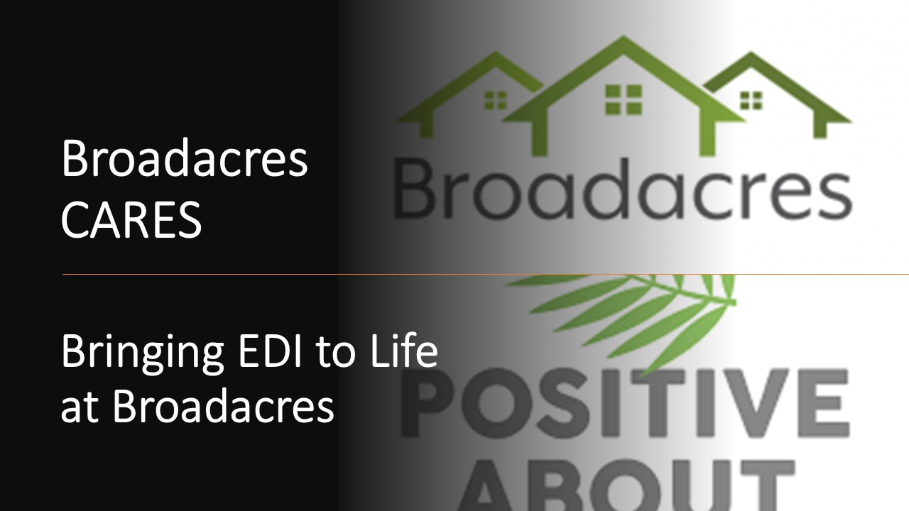 Cover slide from Broadacres CARES session with subtitle Bringing EDI to Life at Broadacres
